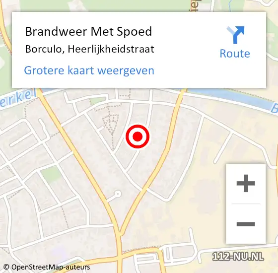 Locatie op kaart van de 112 melding: Brandweer Met Spoed Naar Borculo, Heerlijkheidstraat op 12 september 2022 13:02