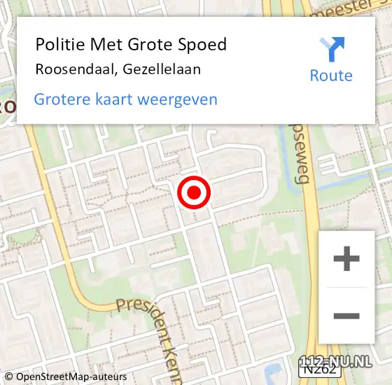 Locatie op kaart van de 112 melding: Politie Met Grote Spoed Naar Roosendaal, Gezellelaan op 12 september 2022 13:05