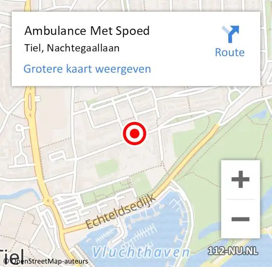 Locatie op kaart van de 112 melding: Ambulance Met Spoed Naar Tiel, Nachtegaallaan op 12 september 2022 13:11