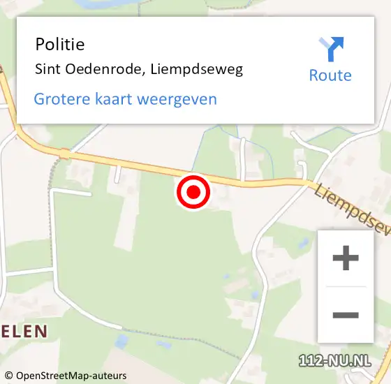 Locatie op kaart van de 112 melding: Politie Sint Oedenrode, Liempdseweg op 12 september 2022 13:18