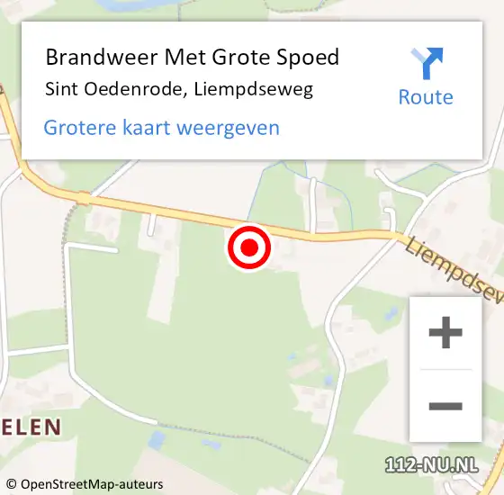 Locatie op kaart van de 112 melding: Brandweer Met Grote Spoed Naar Sint Oedenrode, Liempdseweg op 12 september 2022 13:19