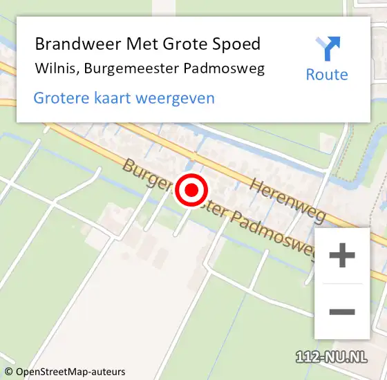 Locatie op kaart van de 112 melding: Brandweer Met Grote Spoed Naar Wilnis, Burgemeester Padmosweg op 12 september 2022 13:46