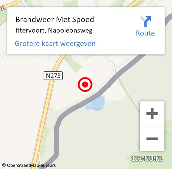 Locatie op kaart van de 112 melding: Brandweer Met Spoed Naar Ittervoort, Napoleonsweg op 12 september 2022 14:06