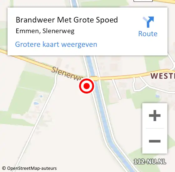 Locatie op kaart van de 112 melding: Brandweer Met Grote Spoed Naar Emmen, Slenerweg op 12 september 2022 14:06