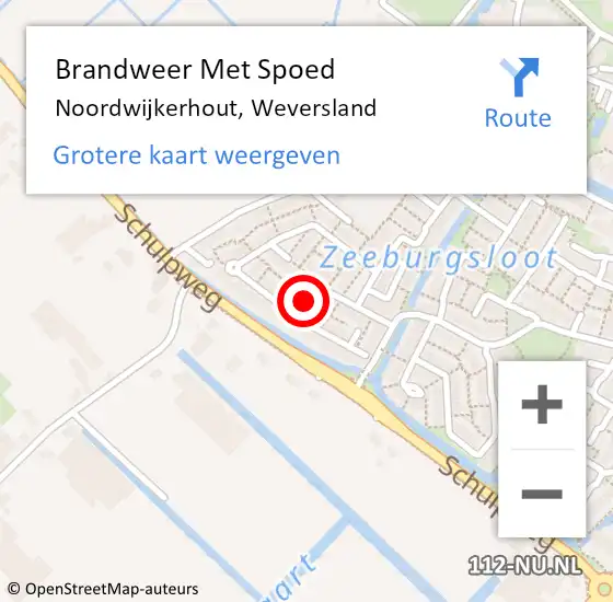 Locatie op kaart van de 112 melding: Brandweer Met Spoed Naar Noordwijkerhout, Weversland op 12 september 2022 14:07