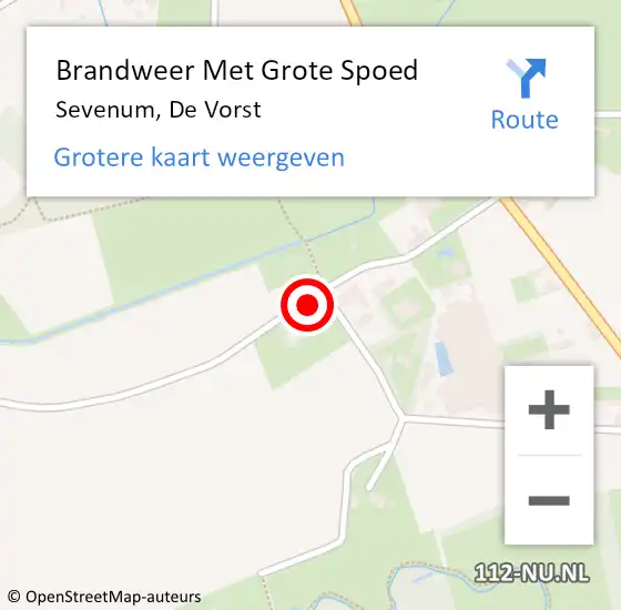 Locatie op kaart van de 112 melding: Brandweer Met Grote Spoed Naar Sevenum, De Vorst op 12 september 2022 14:10