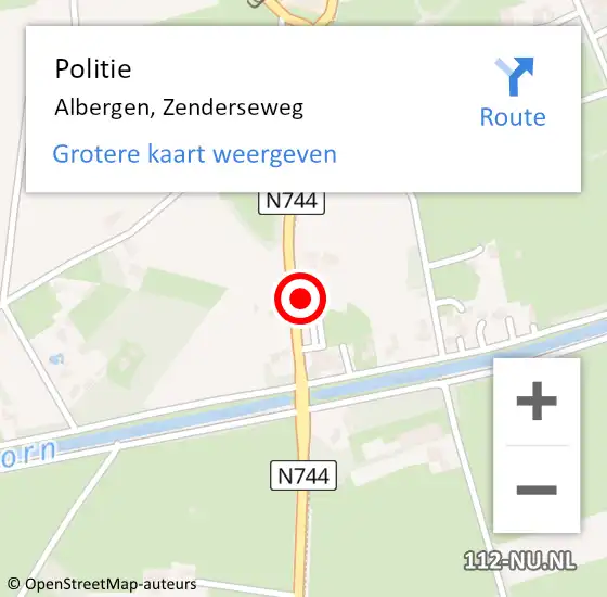 Locatie op kaart van de 112 melding: Politie Albergen, Zenderseweg op 12 september 2022 14:12