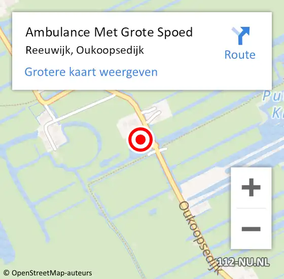 Locatie op kaart van de 112 melding: Ambulance Met Grote Spoed Naar Reeuwijk, Oukoopsedijk op 12 september 2022 14:19