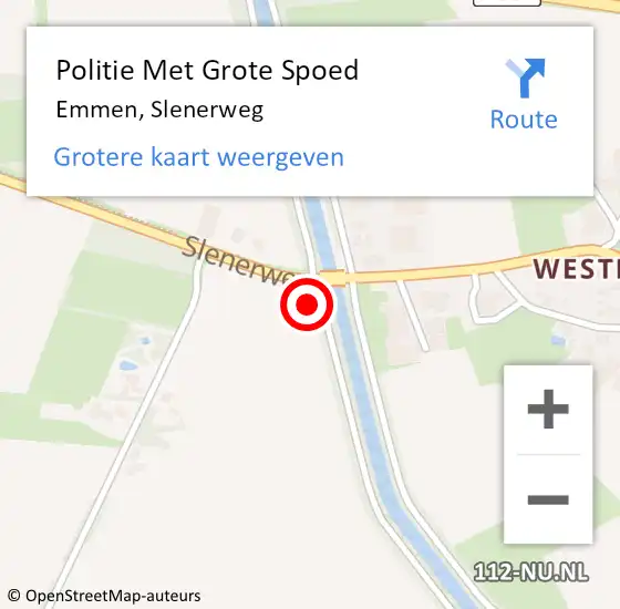 Locatie op kaart van de 112 melding: Politie Met Grote Spoed Naar Emmen, Slenerweg op 12 september 2022 14:19