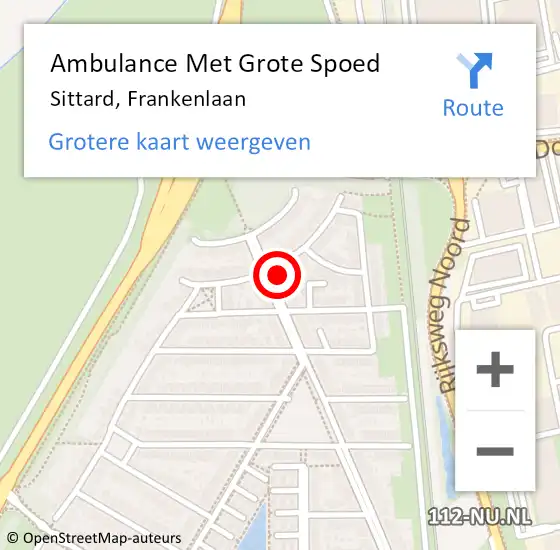 Locatie op kaart van de 112 melding: Ambulance Met Grote Spoed Naar Sittard, Frankenlaan op 29 juli 2014 07:39