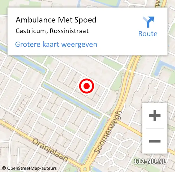 Locatie op kaart van de 112 melding: Ambulance Met Spoed Naar Castricum, Rossinistraat op 12 september 2022 14:22