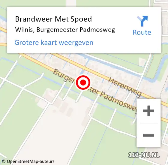 Locatie op kaart van de 112 melding: Brandweer Met Spoed Naar Wilnis, Burgemeester Padmosweg op 12 september 2022 14:52
