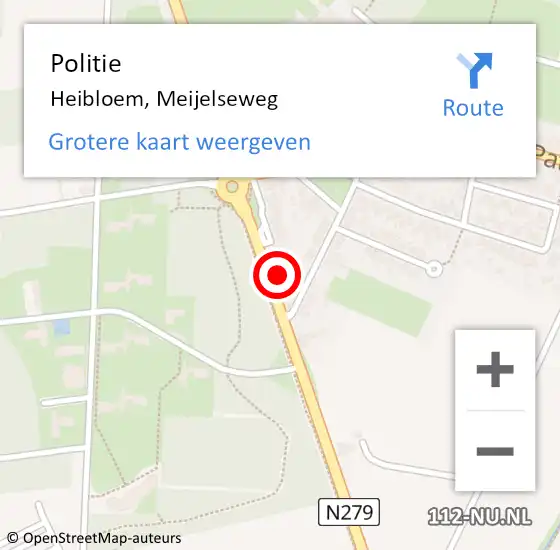 Locatie op kaart van de 112 melding: Politie Heibloem, Meijelseweg op 12 september 2022 14:56