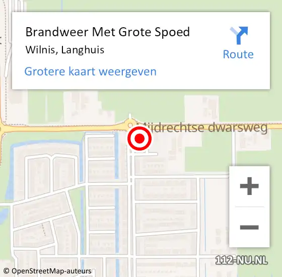 Locatie op kaart van de 112 melding: Brandweer Met Grote Spoed Naar Wilnis, Langhuis op 12 september 2022 14:58