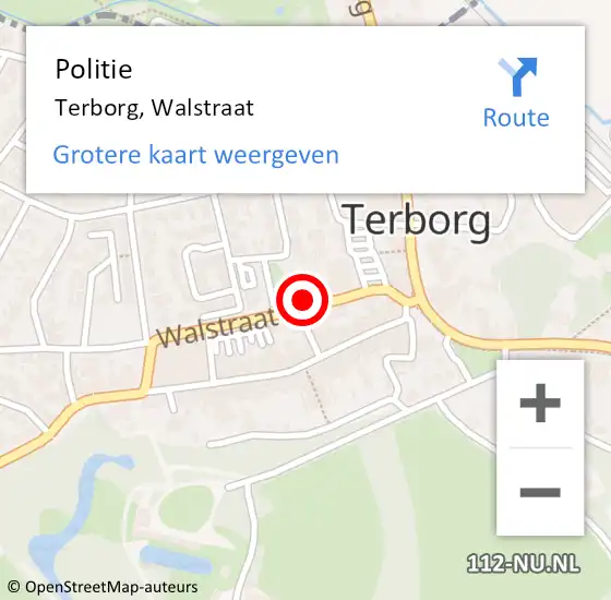 Locatie op kaart van de 112 melding: Politie Terborg, Walstraat op 12 september 2022 14:59