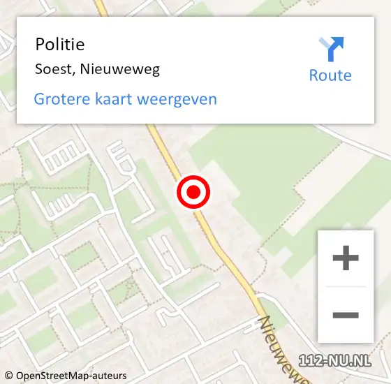 Locatie op kaart van de 112 melding: Politie Soest, Nieuweweg op 12 september 2022 15:04