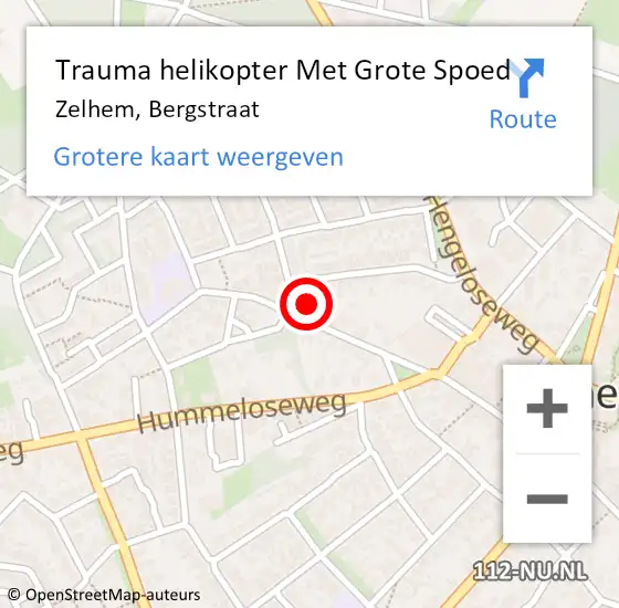 Locatie op kaart van de 112 melding: Trauma helikopter Met Grote Spoed Naar Zelhem, Bergstraat op 12 september 2022 15:10