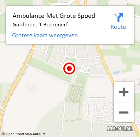 Locatie op kaart van de 112 melding: Ambulance Met Grote Spoed Naar Garderen, 't Boerenerf op 12 september 2022 15:11