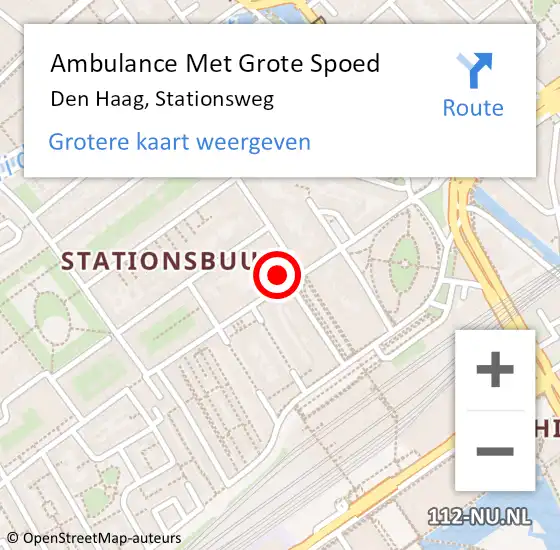 Locatie op kaart van de 112 melding: Ambulance Met Grote Spoed Naar Den Haag, Stationsweg op 12 september 2022 15:22