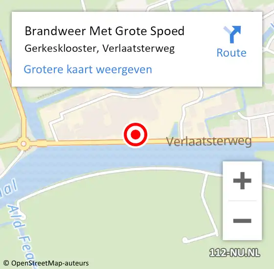 Locatie op kaart van de 112 melding: Brandweer Met Grote Spoed Naar Gerkesklooster, Verlaatsterweg op 29 juli 2014 07:52