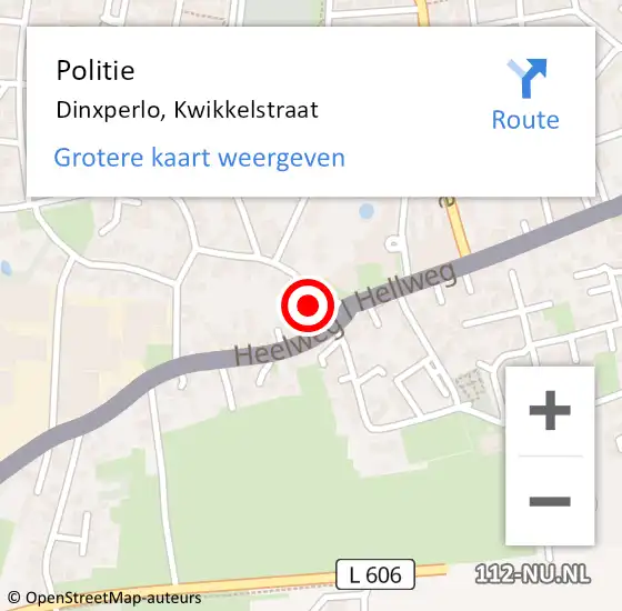 Locatie op kaart van de 112 melding: Politie Dinxperlo, Kwikkelstraat op 12 september 2022 15:30