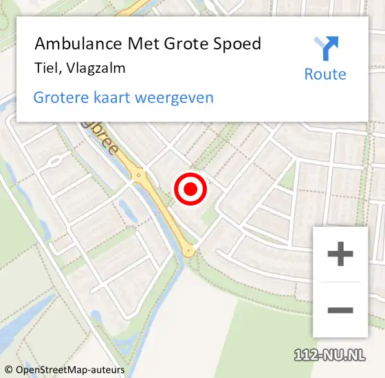 Locatie op kaart van de 112 melding: Ambulance Met Grote Spoed Naar Tiel, Vlagzalm op 12 september 2022 15:56