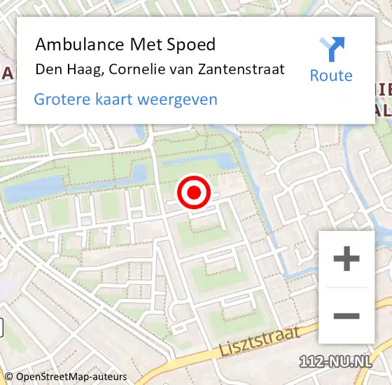 Locatie op kaart van de 112 melding: Ambulance Met Spoed Naar Den Haag, Cornelie van Zantenstraat op 12 september 2022 16:08