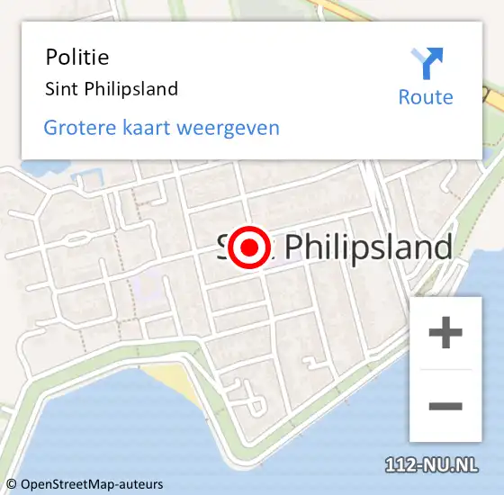 Locatie op kaart van de 112 melding: Politie Sint Philipsland op 12 september 2022 16:10