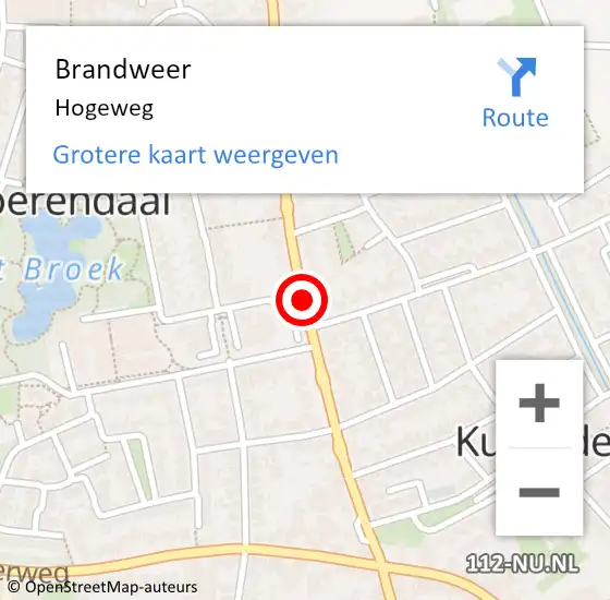 Locatie op kaart van de 112 melding: Brandweer Hogeweg op 29 juli 2014 08:03