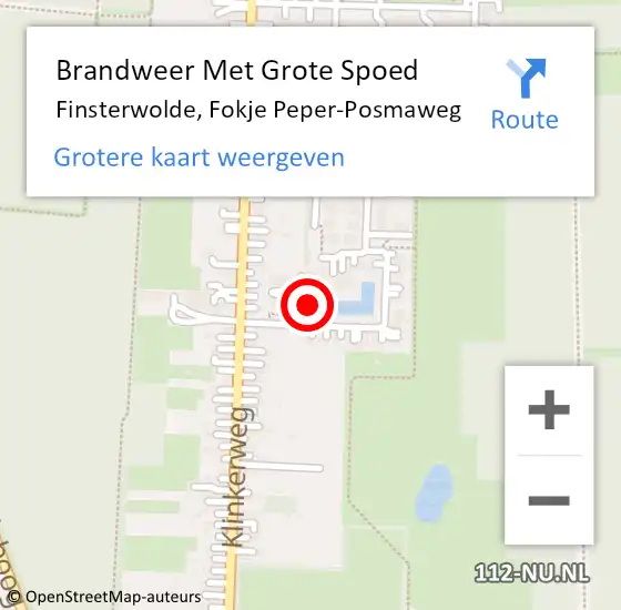Locatie op kaart van de 112 melding: Brandweer Met Grote Spoed Naar Finsterwolde, Fokje Peper-Posmaweg op 12 september 2022 16:16