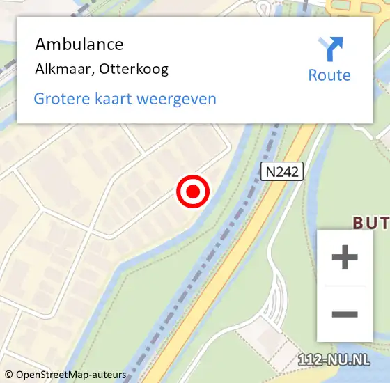 Locatie op kaart van de 112 melding: Ambulance Alkmaar, Otterkoog op 12 september 2022 16:37