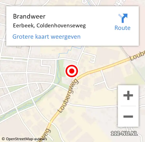 Locatie op kaart van de 112 melding: Brandweer Eerbeek, Coldenhovenseweg op 12 september 2022 16:41