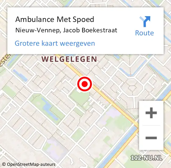 Locatie op kaart van de 112 melding: Ambulance Met Spoed Naar Nieuw-Vennep, Jacob Boekestraat op 12 september 2022 16:52