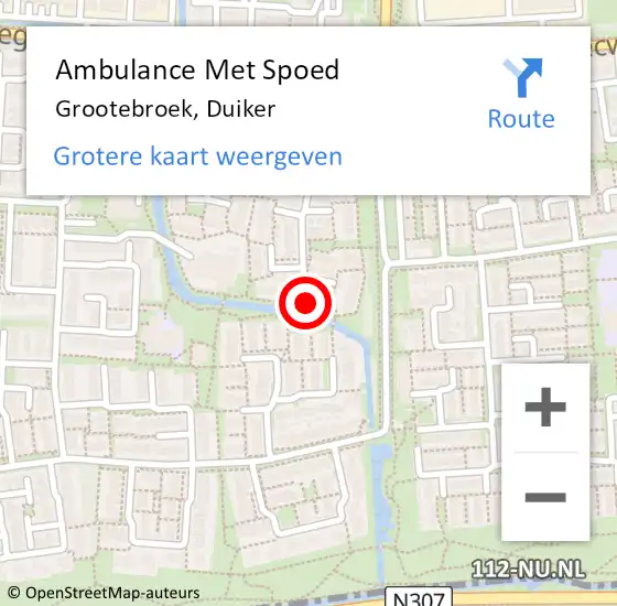 Locatie op kaart van de 112 melding: Ambulance Met Spoed Naar Grootebroek, Duiker op 12 september 2022 16:58