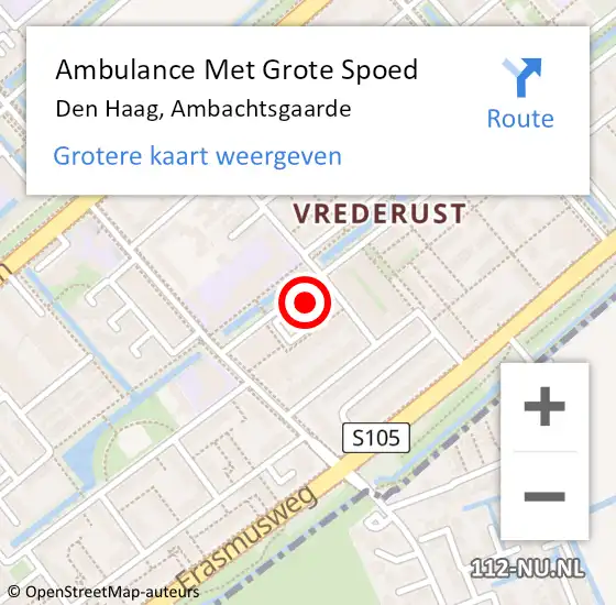 Locatie op kaart van de 112 melding: Ambulance Met Grote Spoed Naar Den Haag, Ambachtsgaarde op 12 september 2022 17:02