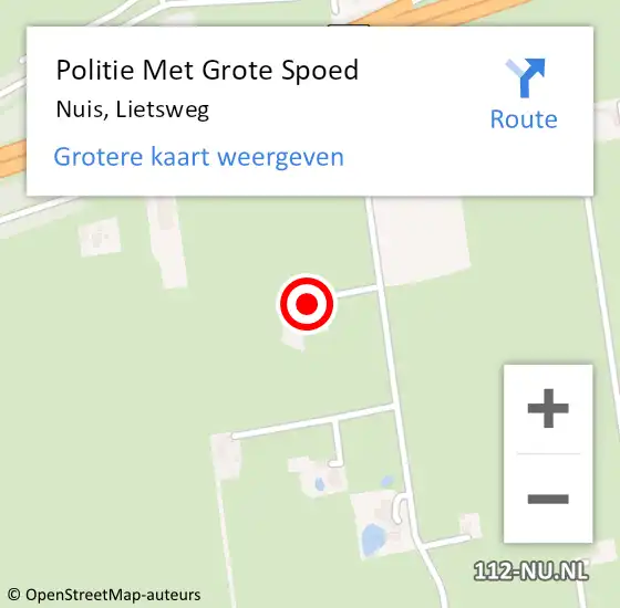 Locatie op kaart van de 112 melding: Politie Met Grote Spoed Naar Nuis, Lietsweg op 12 september 2022 17:03