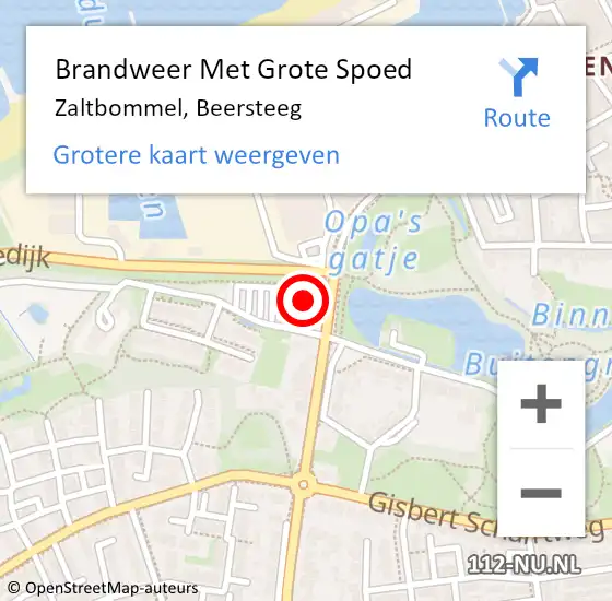 Locatie op kaart van de 112 melding: Brandweer Met Grote Spoed Naar Zaltbommel, Beersteeg op 12 september 2022 17:20