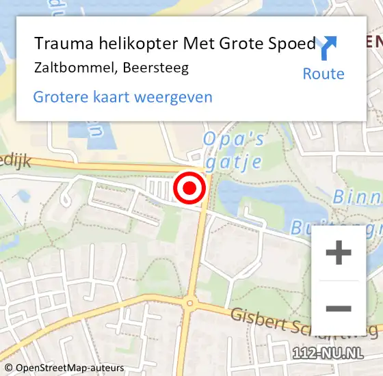 Locatie op kaart van de 112 melding: Trauma helikopter Met Grote Spoed Naar Zaltbommel, Beersteeg op 12 september 2022 17:20