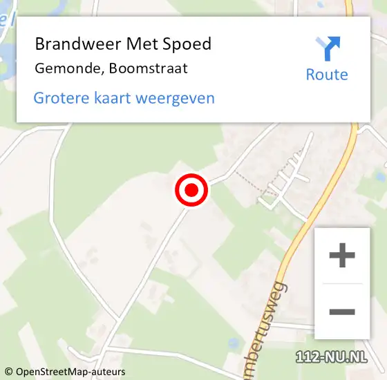 Locatie op kaart van de 112 melding: Brandweer Met Spoed Naar Gemonde, Boomstraat op 12 september 2022 17:20