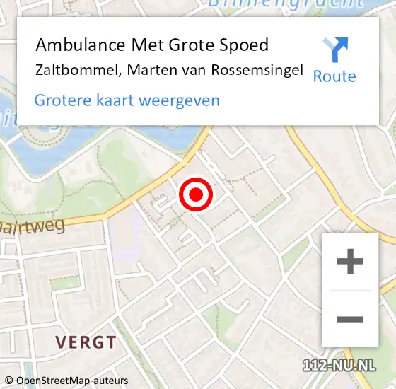 Locatie op kaart van de 112 melding: Ambulance Met Grote Spoed Naar Zaltbommel, Marten van Rossemsingel op 12 september 2022 17:21