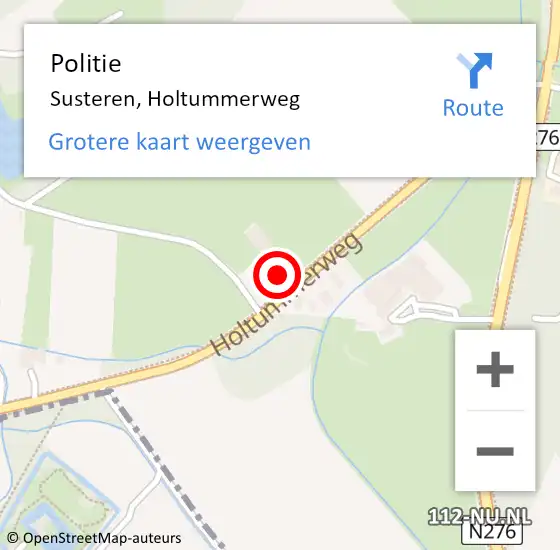 Locatie op kaart van de 112 melding: Politie Susteren, Holtummerweg op 12 september 2022 17:43