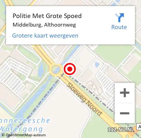 Locatie op kaart van de 112 melding: Politie Met Grote Spoed Naar Middelburg, Althoornweg op 12 september 2022 17:44