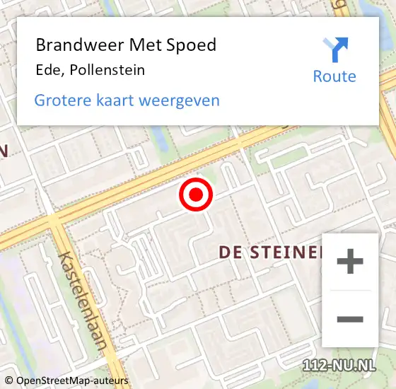 Locatie op kaart van de 112 melding: Brandweer Met Spoed Naar Ede, Pollenstein op 12 september 2022 17:46