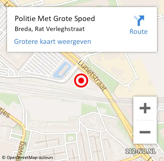 Locatie op kaart van de 112 melding: Politie Met Grote Spoed Naar Breda, Rat Verleghstraat op 12 september 2022 17:51