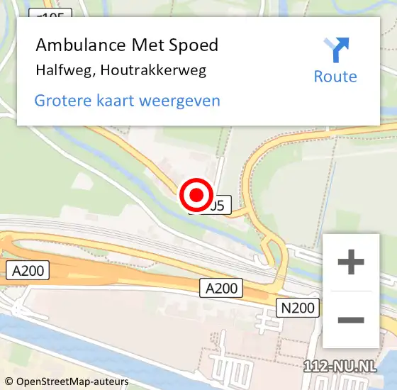 Locatie op kaart van de 112 melding: Ambulance Met Spoed Naar Halfweg, Houtrakkerweg op 12 september 2022 17:53