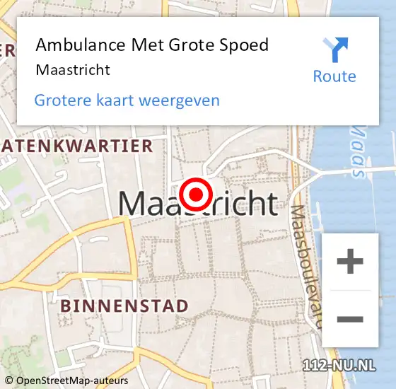 Locatie op kaart van de 112 melding: Ambulance Met Grote Spoed Naar Maastricht op 12 september 2022 18:04