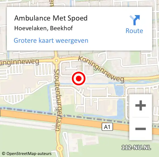 Locatie op kaart van de 112 melding: Ambulance Met Spoed Naar Hoevelaken, Beekhof op 12 september 2022 18:06