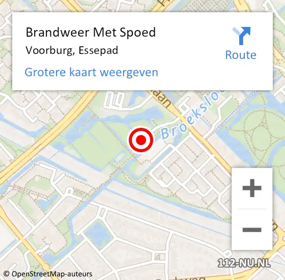 Locatie op kaart van de 112 melding: Brandweer Met Spoed Naar Voorburg, Essepad op 12 september 2022 18:28