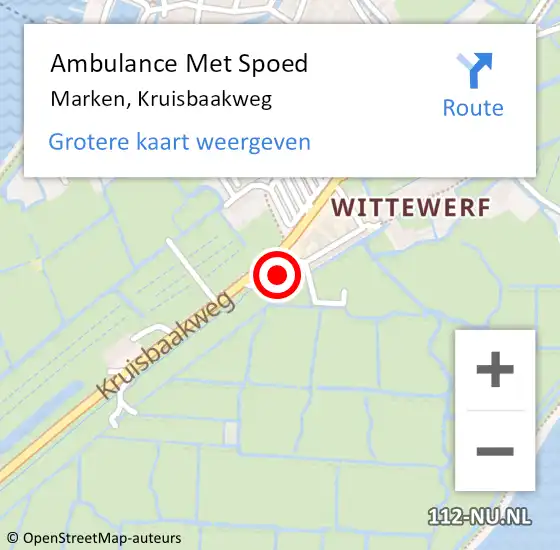 Locatie op kaart van de 112 melding: Ambulance Met Spoed Naar Marken, Kruisbaakweg op 12 september 2022 18:39