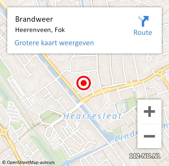 Locatie op kaart van de 112 melding: Brandweer Heerenveen, Fok op 12 september 2022 18:39